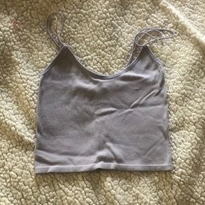 Lavender ribbed elastic skinny strap crop